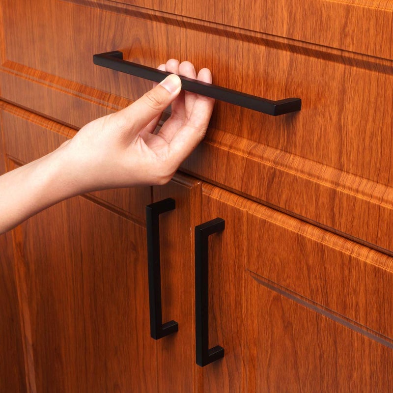 KOOFIZO Solid Square Bar Cabinet Handle - Black Furniture Pull, 7.6 Inch/192mm Screwhole Distance, 1-Piece for Kitchen Cupboard Door, Bedroom Dresser Drawer, Bathroom Wardrobe Hardware - Image 4